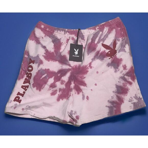 Playboy Surf Club Fleece Shorts pink Tye Dye Size Small - Picture 1 of 5
